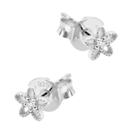 CZ Open Flower Milgrain Stud Earring STS-7217