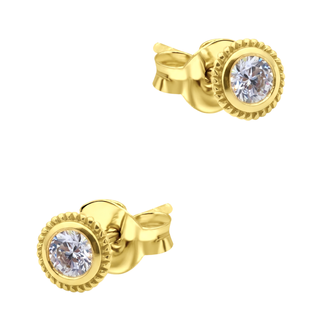 CZ Milgrain Bezel Stud Earring STS-7221