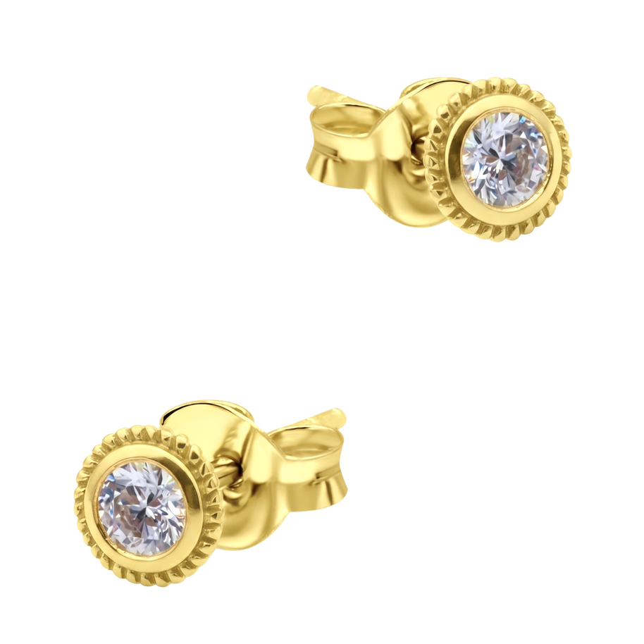 CZ Milgrain Bezel Stud Earring STS-7221