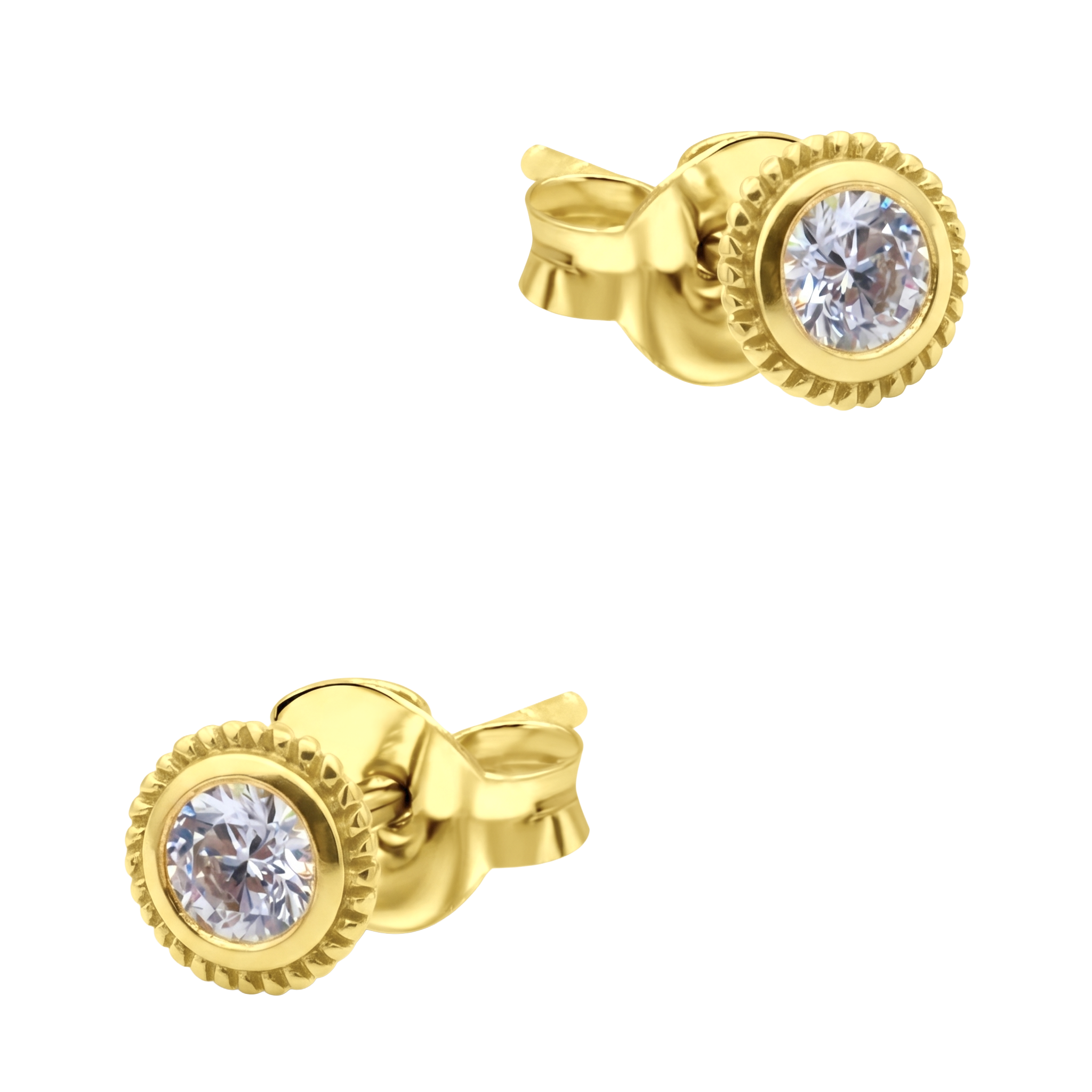 CZ Milgrain Bezel Stud Earring STS-7221
