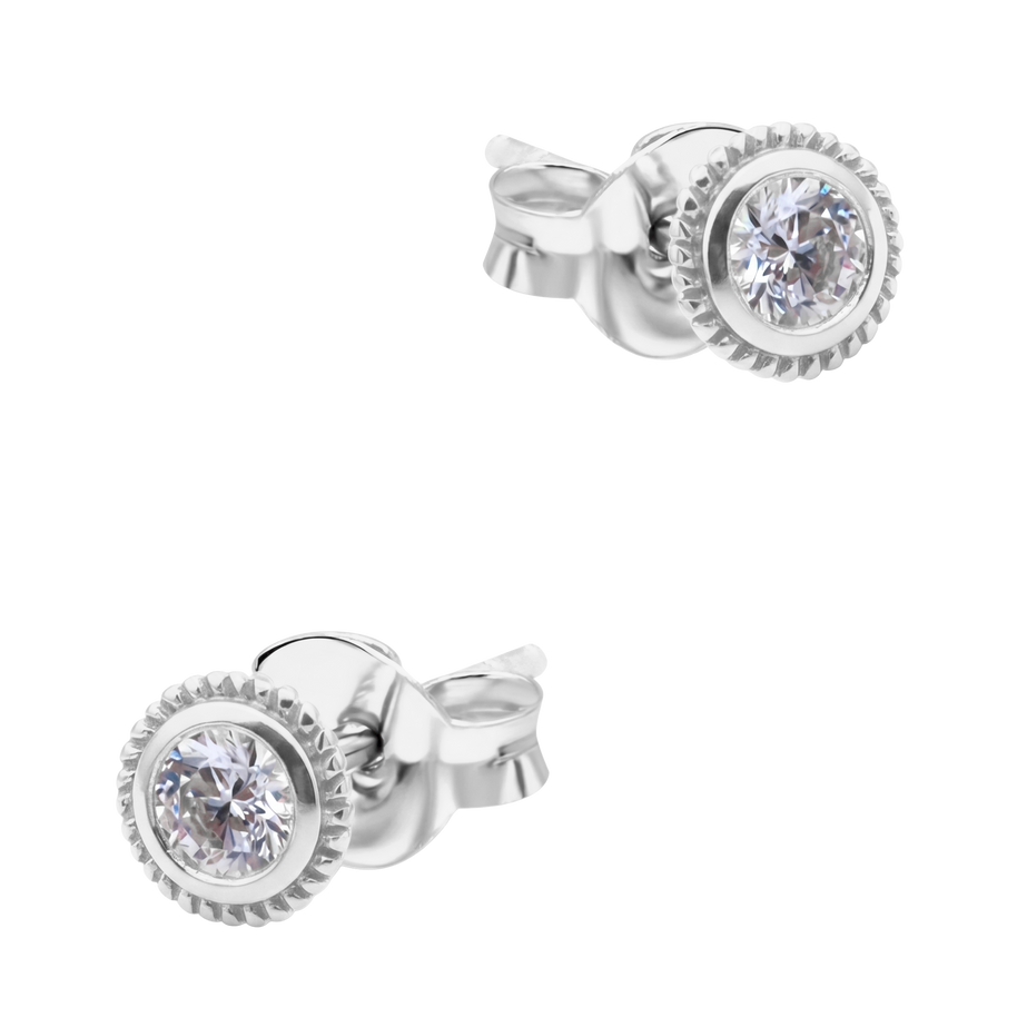 CZ Milgrain Bezel Stud Earring STS-7221