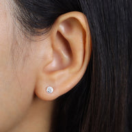 CZ Milgrain Bezel Stud Earring STS-7221