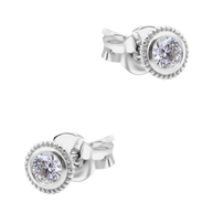 CZ Milgrain Bezel Stud Earring STS-7221