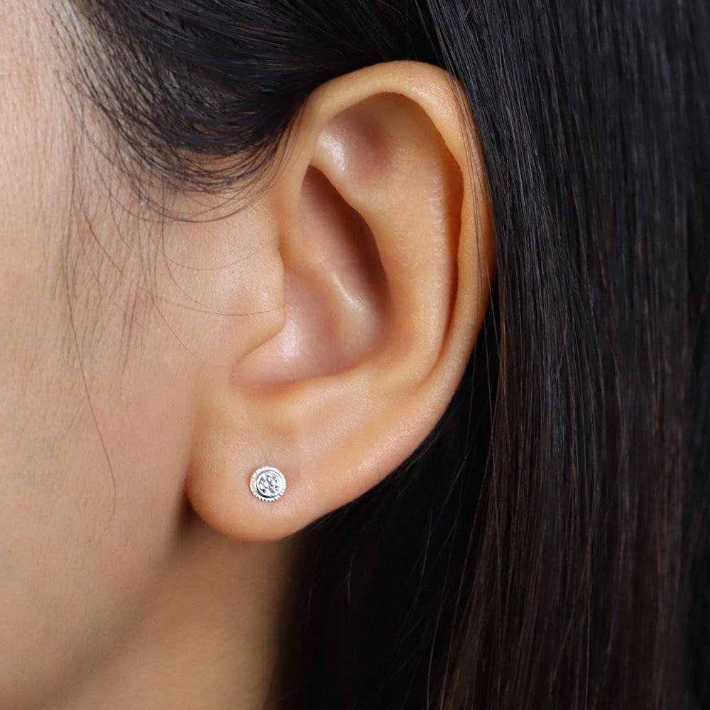 CZ Milgrain Bezel Stud Earring STS-7221