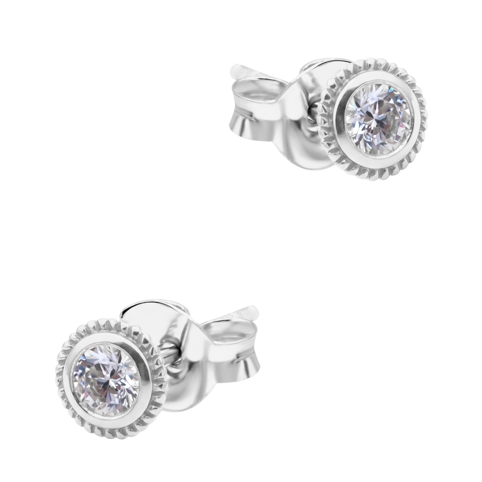 CZ Milgrain Bezel Stud Earring STS-7221