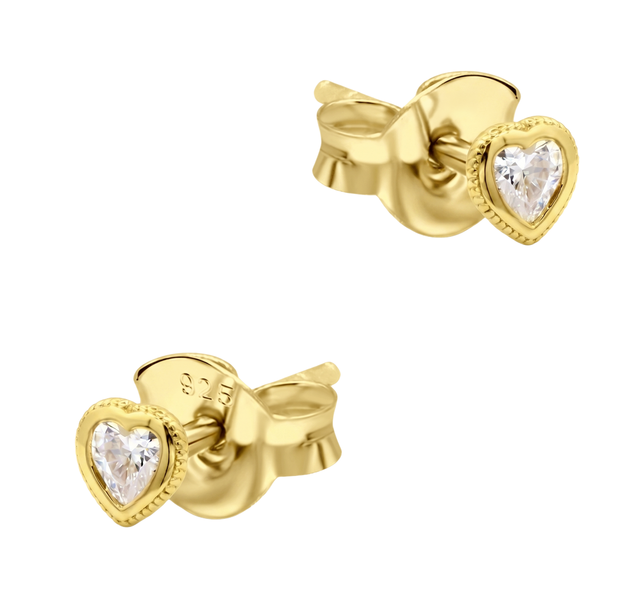 CZ Heart Milgrain Bezel Stud Earring STS-7222