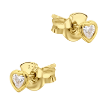 CZ Heart Milgrain Bezel Stud Earring STS-7222