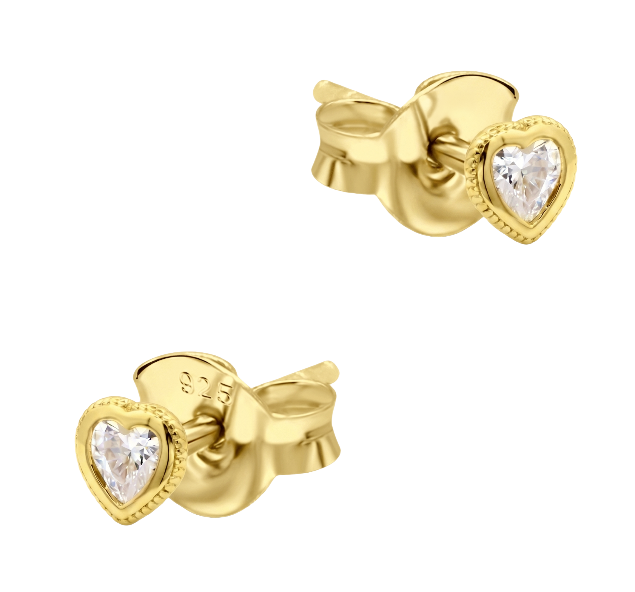 CZ Heart Milgrain Bezel Stud Earring STS-7222