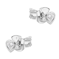 CZ Heart Milgrain Bezel Stud Earring STS-7222