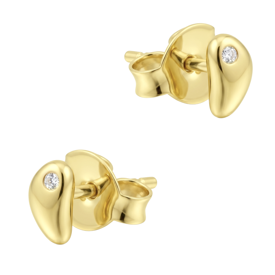 Molten Silver CZ Stud Earring STS-7247