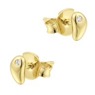 Molten Silver CZ Stud Earring STS-7247
