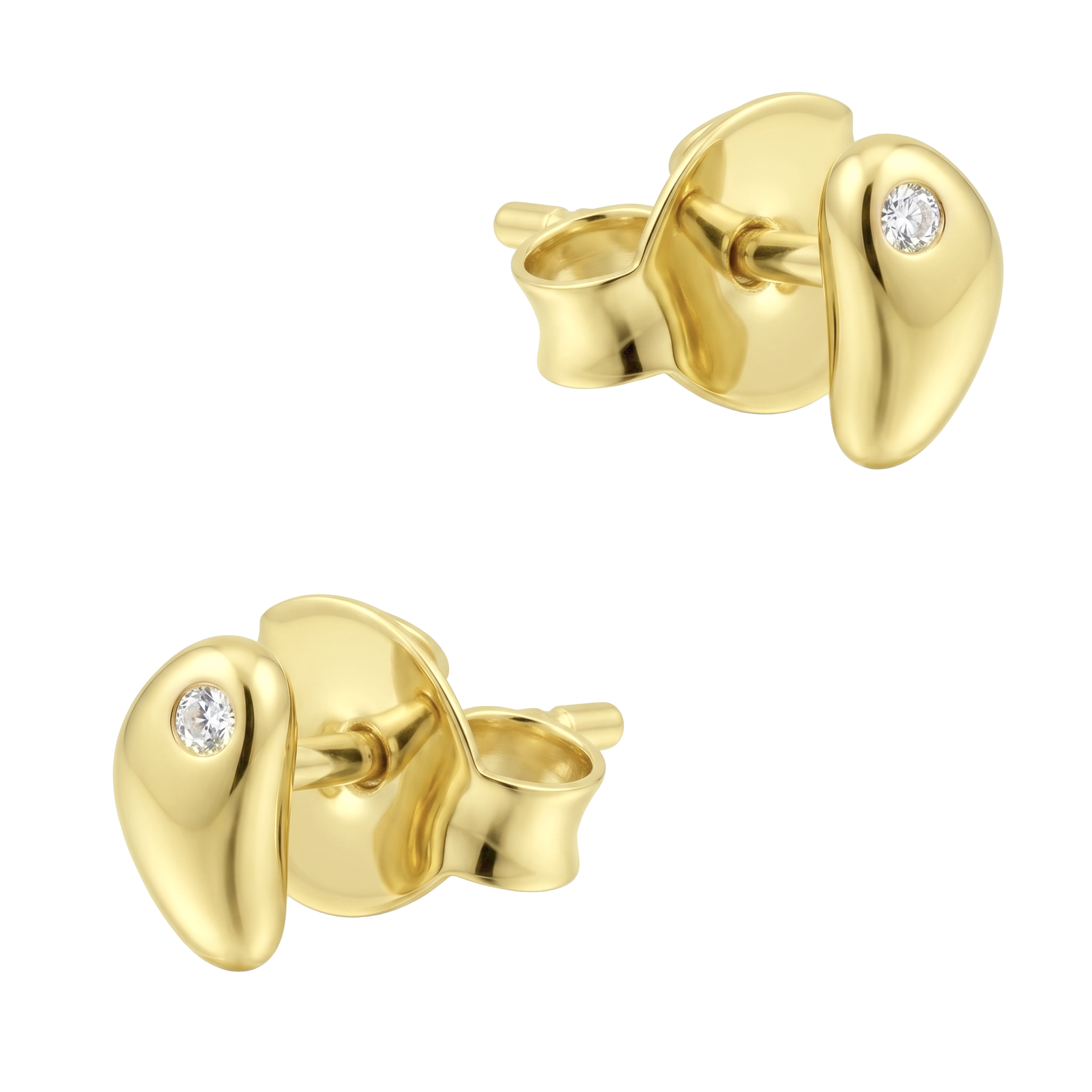 Molten Silver CZ Stud Earring STS-7247