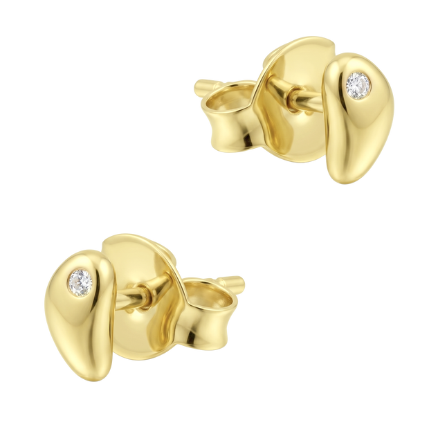 Molten Silver CZ Stud Earring STS-7247