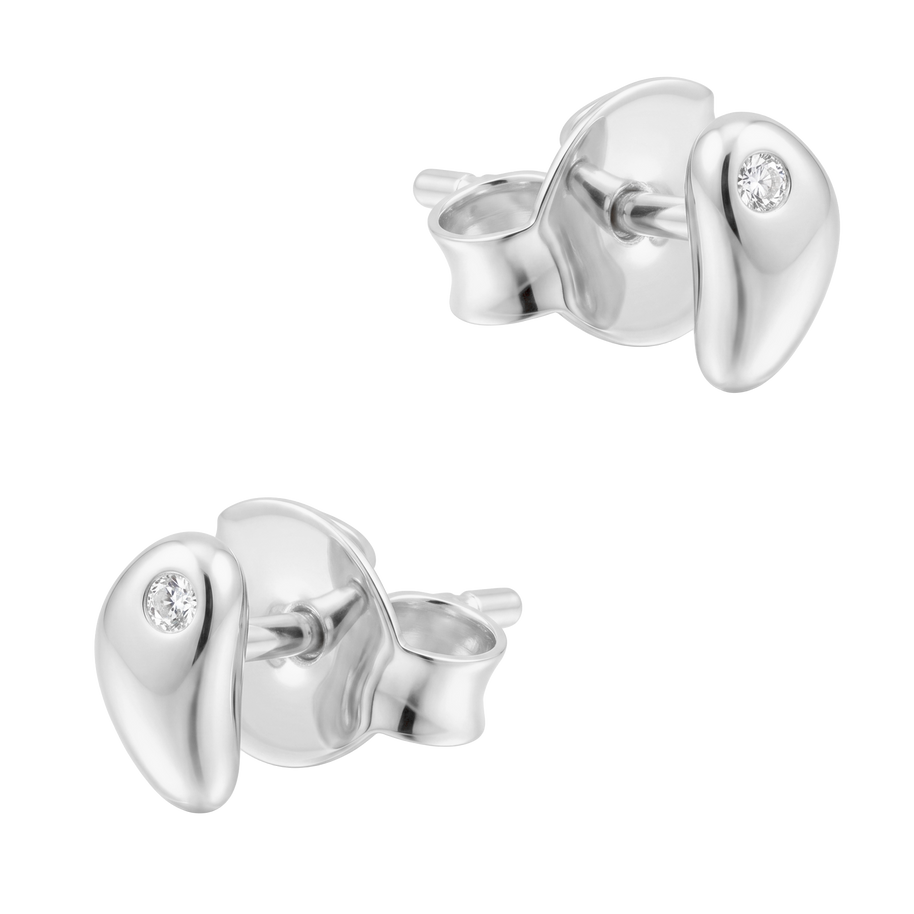 Molten Silver CZ Stud Earring STS-7247