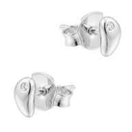Molten Silver CZ Stud Earring STS-7247