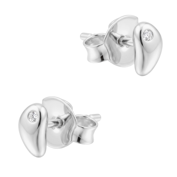 Molten Silver CZ Stud Earring STS-7247
