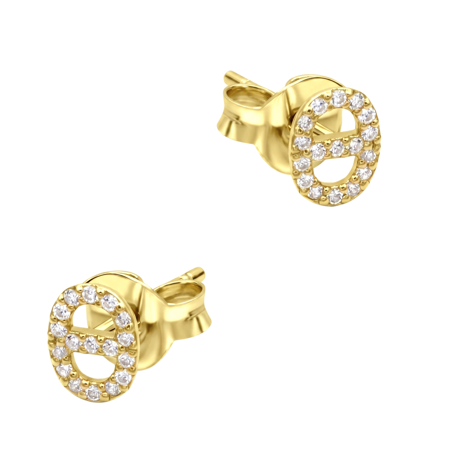 Pave Anchor Link Stud Earring STS-7248