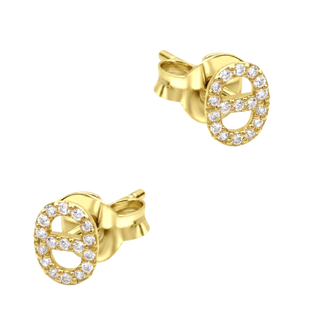 Pave Anchor Link Stud Earring STS-7248
