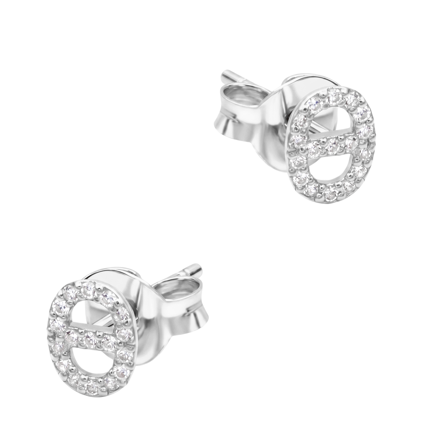Pave Anchor Link Stud Earring STS-7248