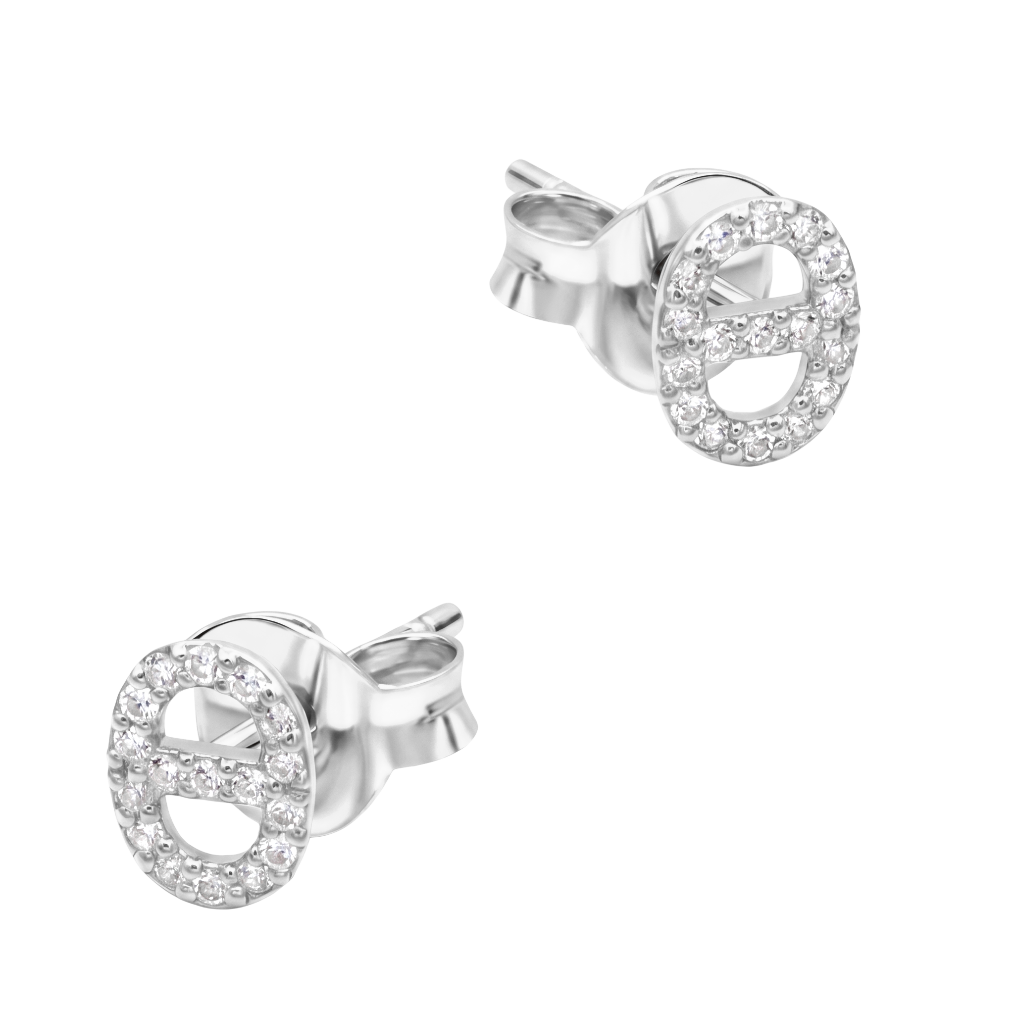Pave Anchor Link Stud Earring STS-7248