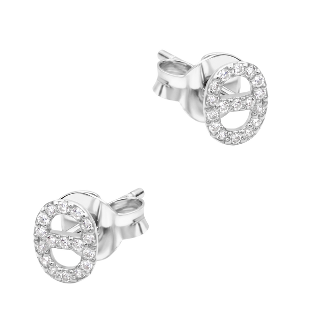 Pave Anchor Link Stud Earring STS-7248