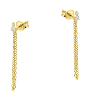 CZ Stud Double Chain Drop Earring STS-7260