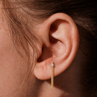 CZ Stud Double Chain Drop Earring STS-7260