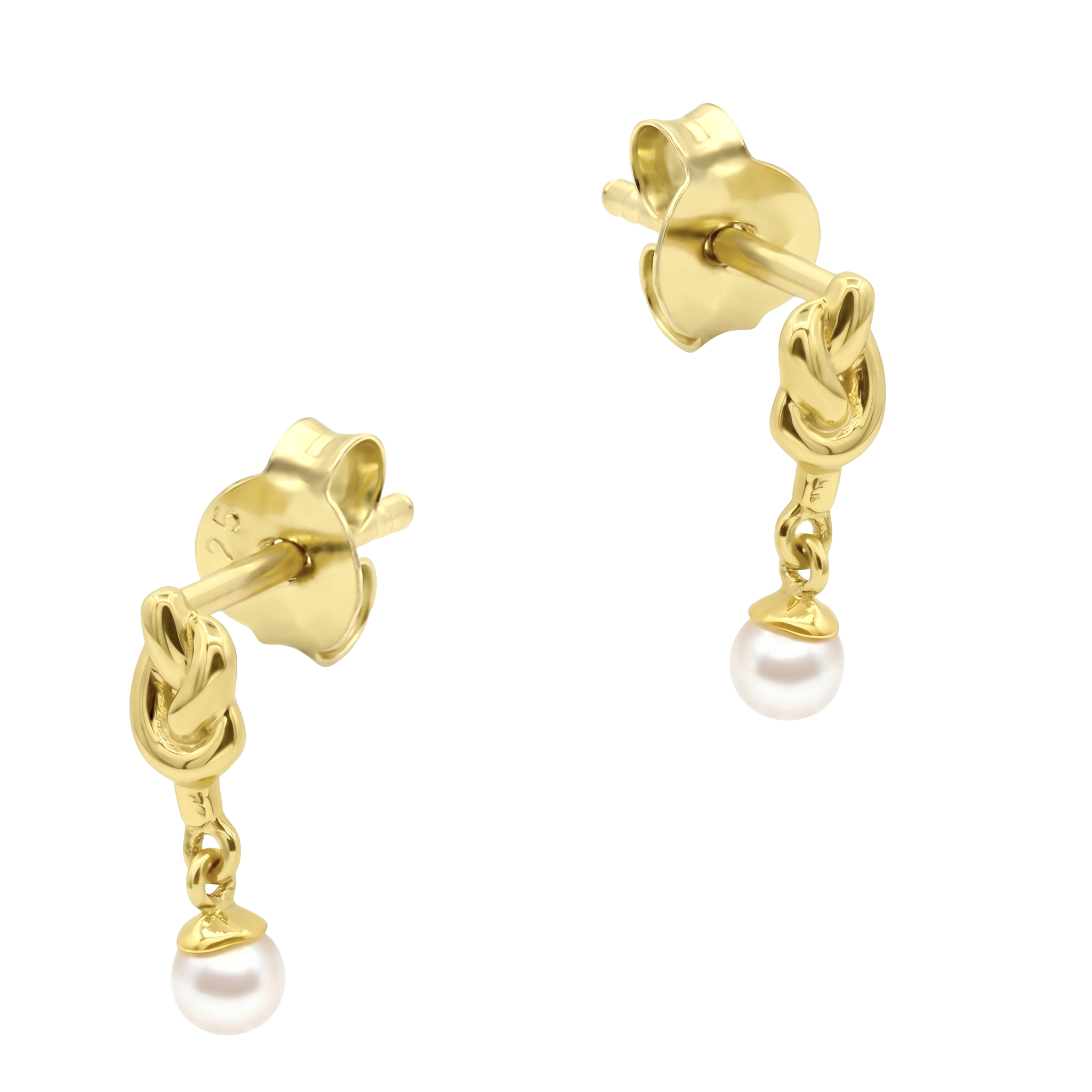 Knot & Pearl Drop Stud Earring STS-7271