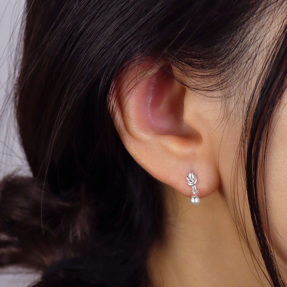 Knot & Pearl Drop Stud Earring STS-7271