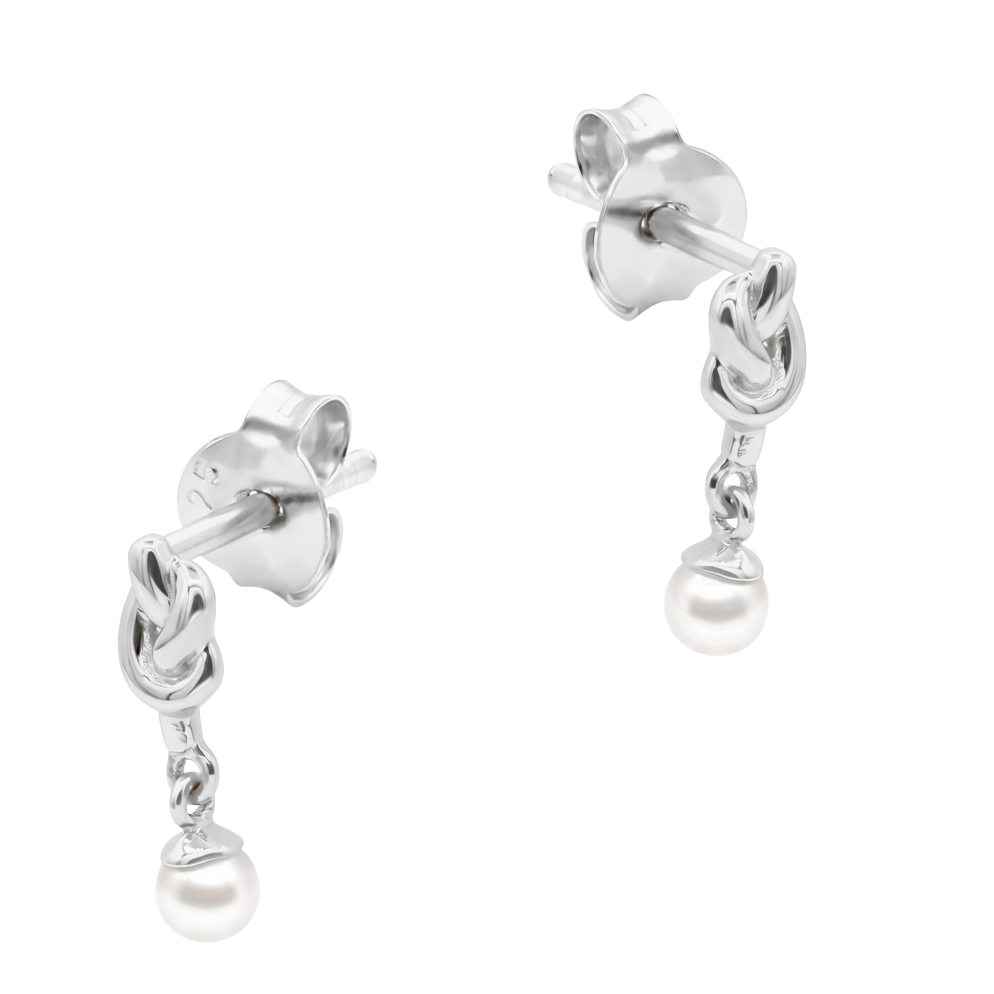 Knot & Pearl Drop Stud Earring STS-7271
