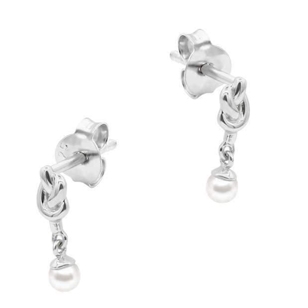 Knot & Pearl Drop Stud Earring STS-7271