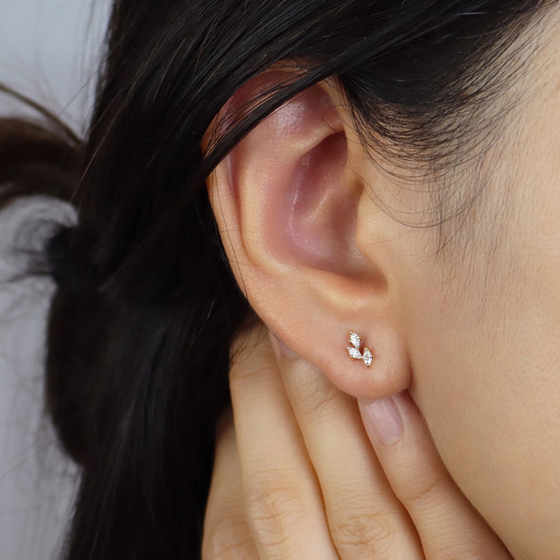 Triple Marquise CZ Cluster Stud Earring STS-7273
