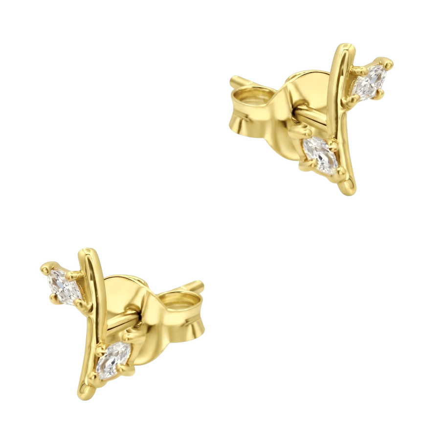 Dual Marquise Bar Stud Earring STS-7277