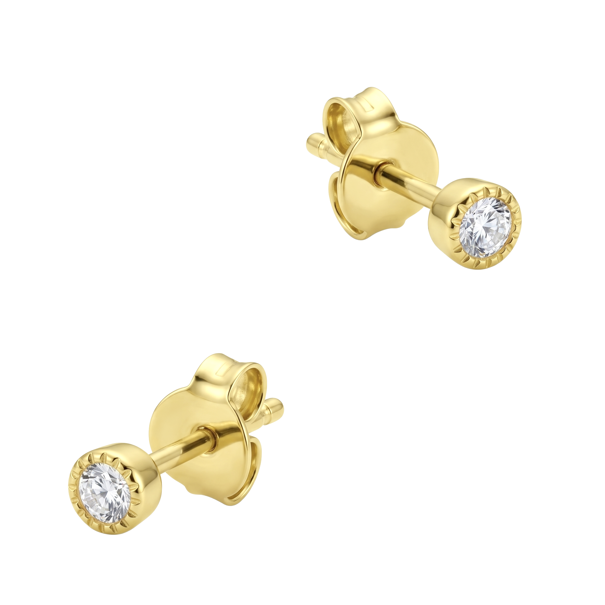 Milgrain Bezel CZ Stud Earring STS-7281