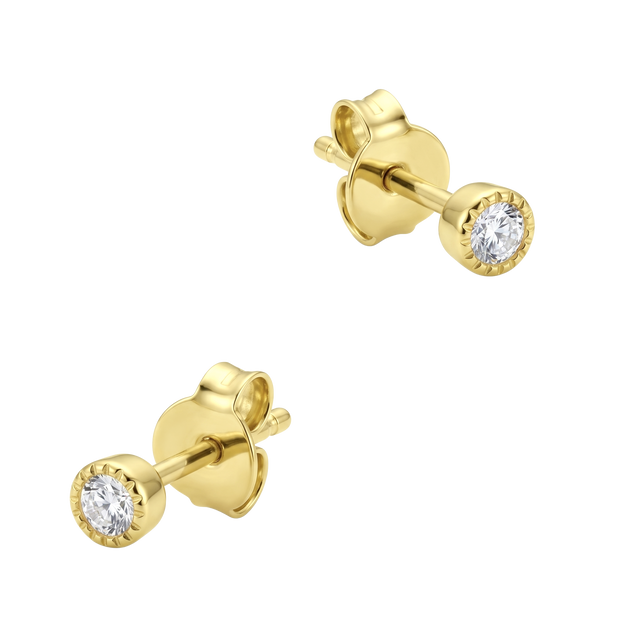 Milgrain Bezel CZ Stud Earring STS-7281