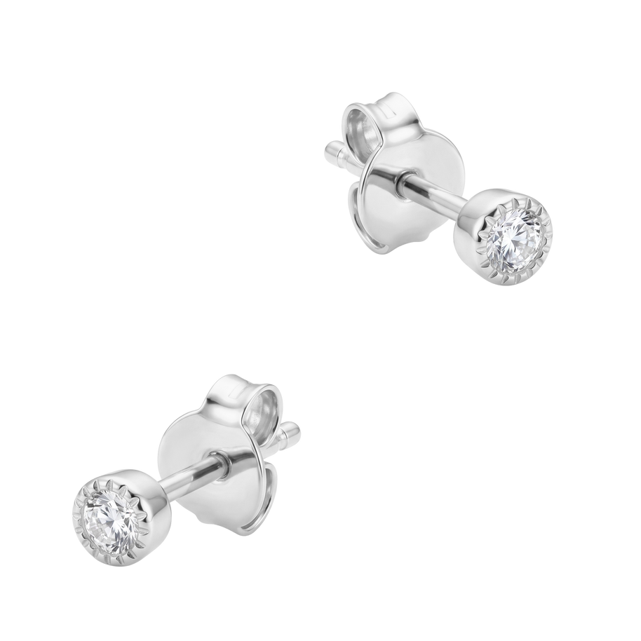 Milgrain Bezel CZ Stud Earring STS-7281
