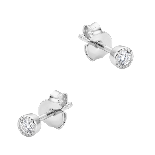 Milgrain Bezel CZ Stud Earring STS-7281