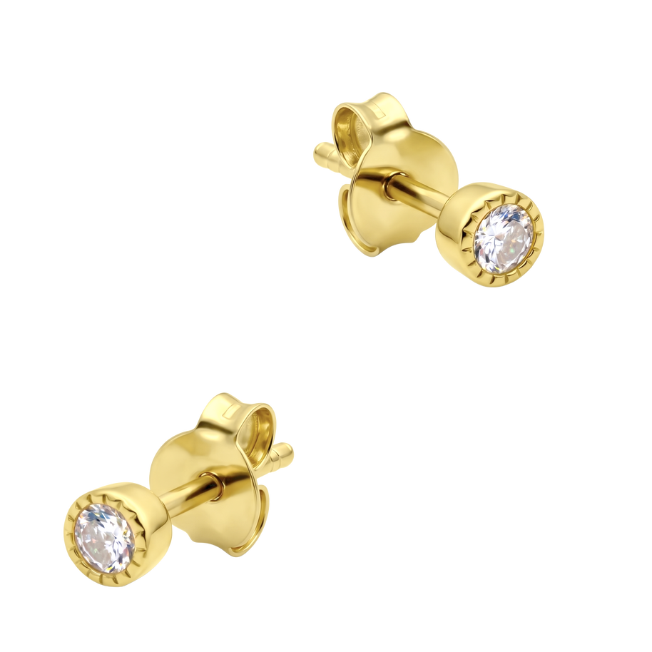 Elevated Milgrain Bezel CZ Stud Earring STS-7282