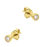 Elevated Milgrain Bezel CZ Stud Earring STS-7282