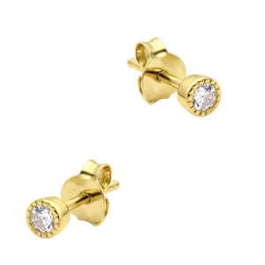 Elevated Milgrain Bezel CZ Stud Earring STS-7282