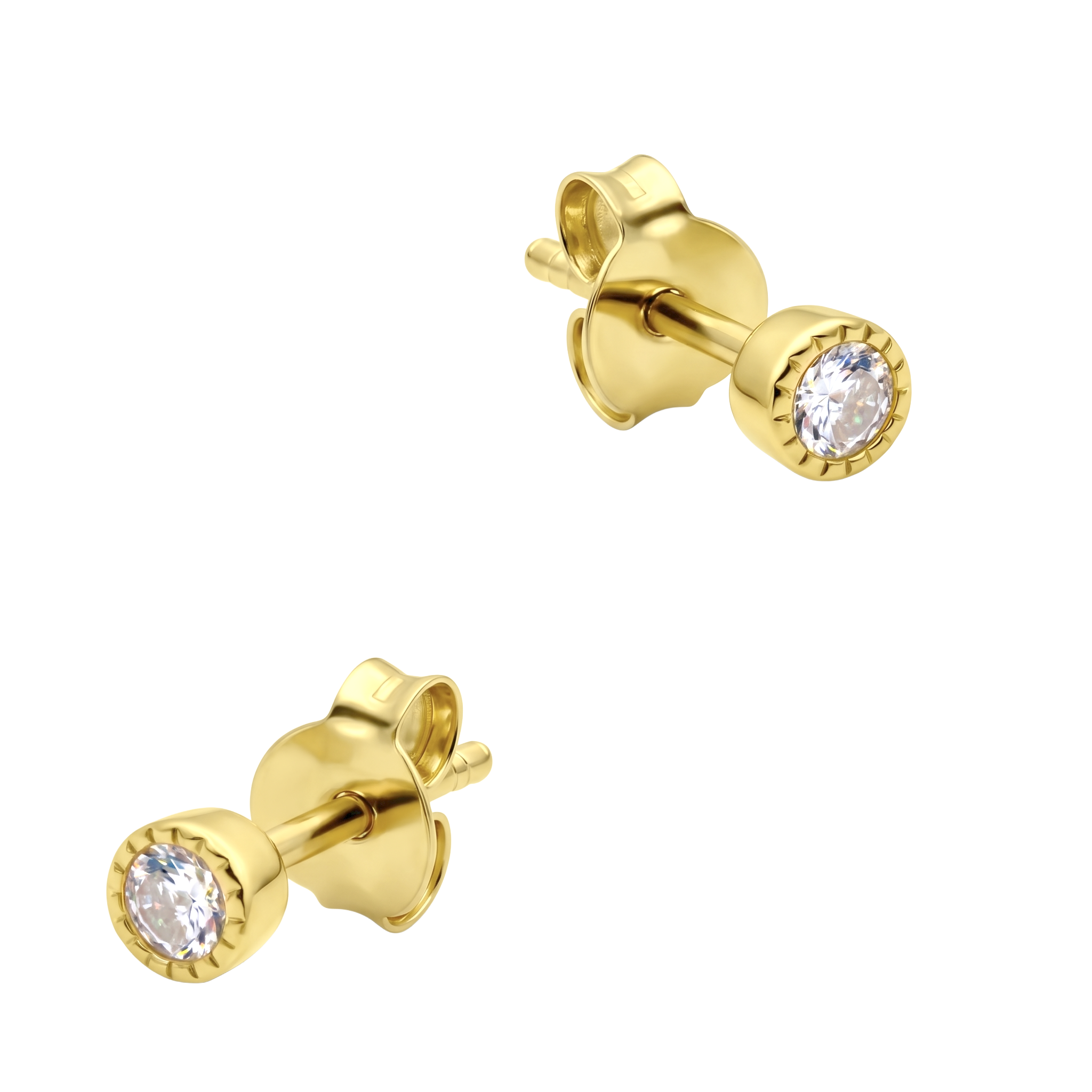 Elevated Milgrain Bezel CZ Stud Earring STS-7282