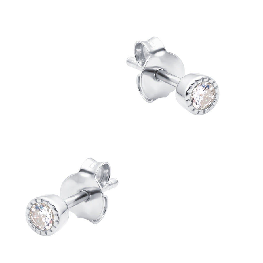 Elevated Milgrain Bezel CZ Stud Earring STS-7282