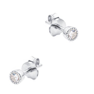 Elevated Milgrain Bezel CZ Stud Earring STS-7282