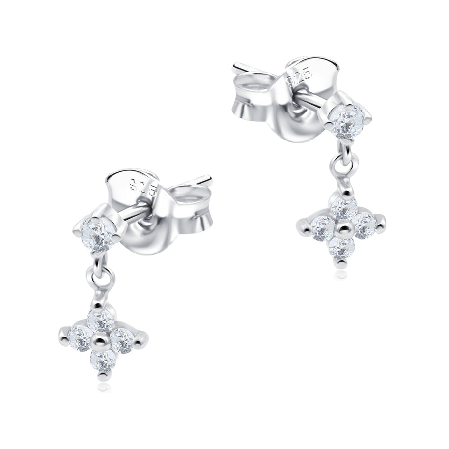 Sparkling Floral Drop Stud Earring STS-7315
