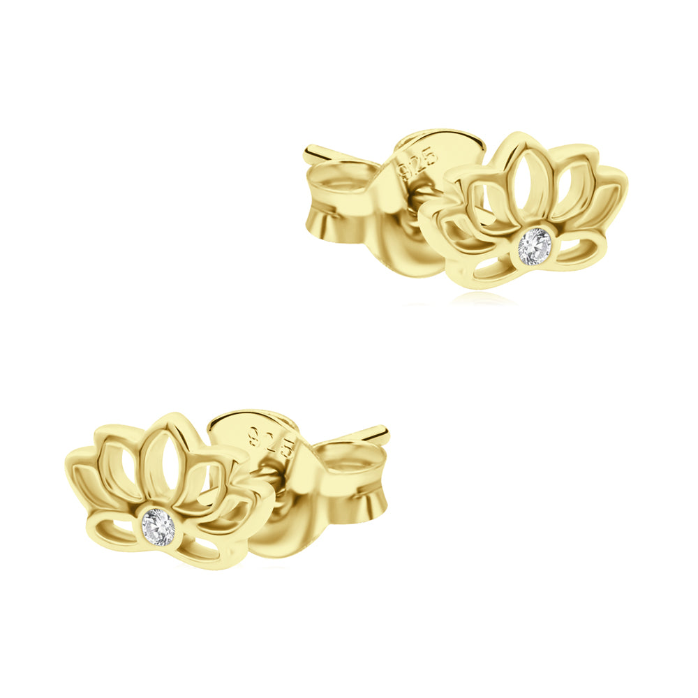 Shiny Lotus Flower Stud Earring STS-7375