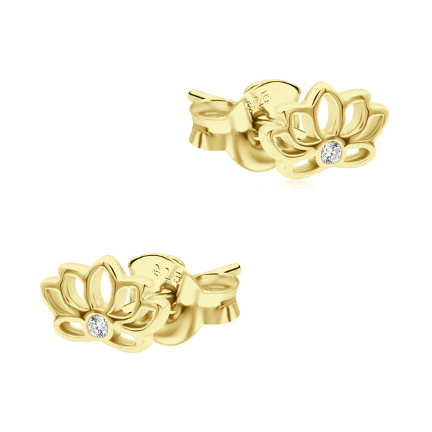 Shiny Lotus Flower Stud Earring STS-7375