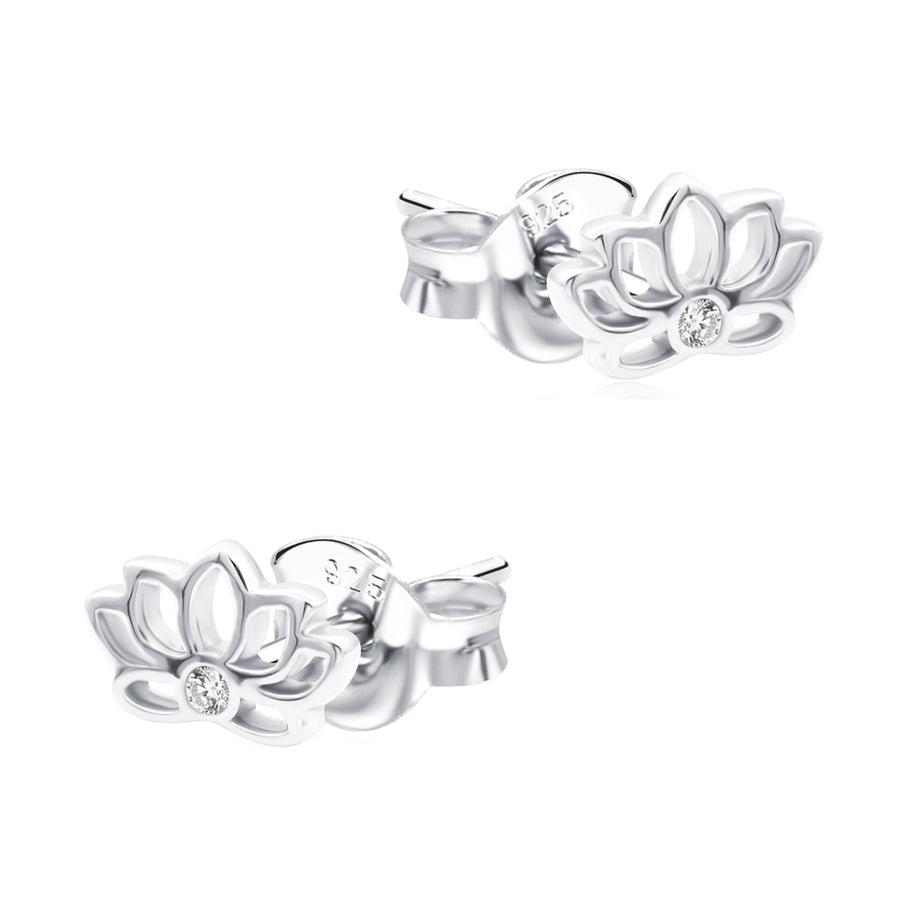 Shiny Lotus Flower Stud Earring STS-7375
