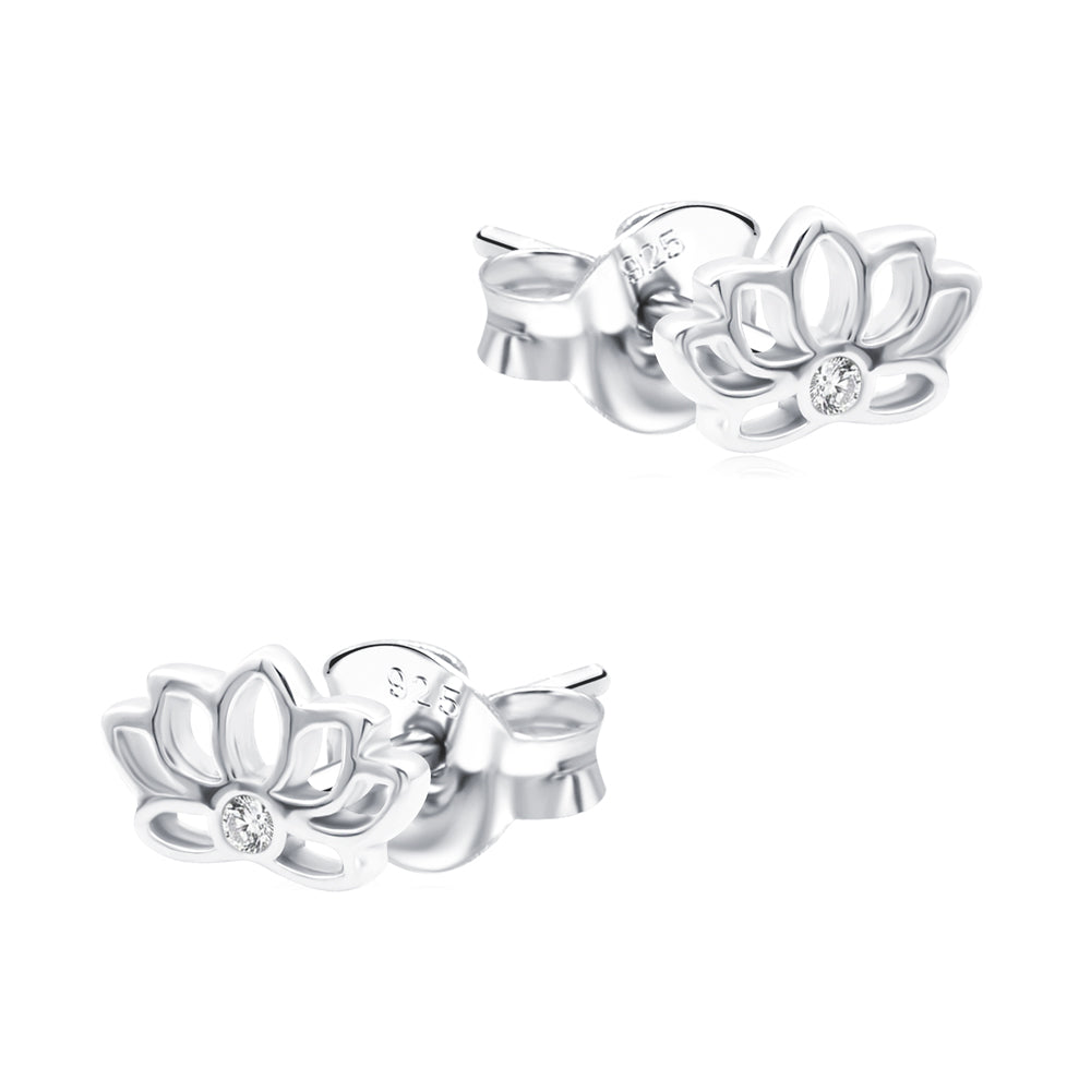 Shiny Lotus Flower Stud Earring STS-7375