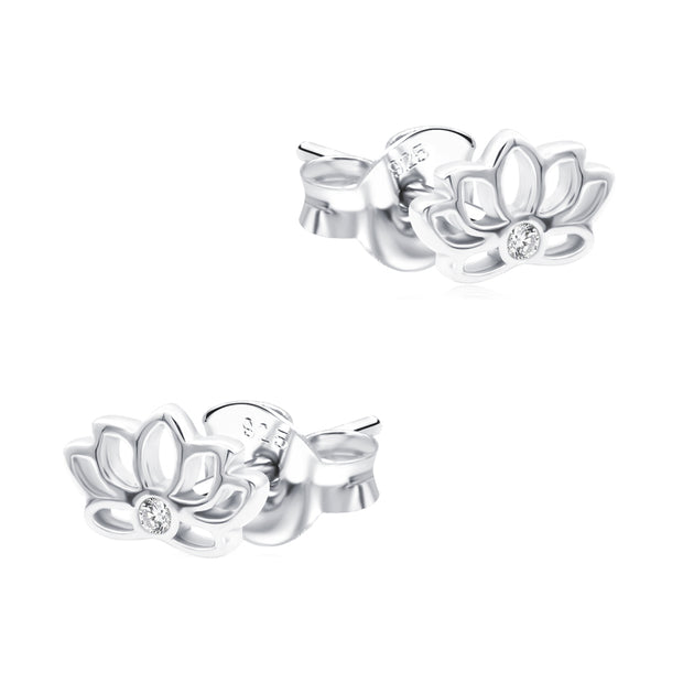 Shiny Lotus Flower Stud Earring STS-7375