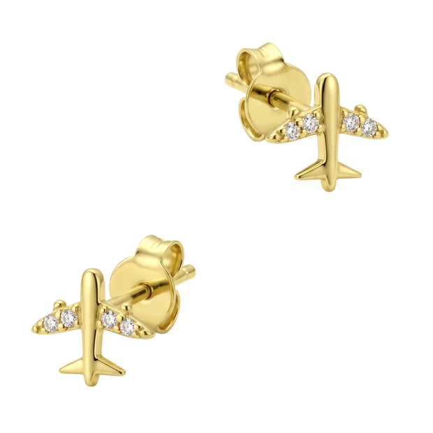 Mini Aircraft CZ Stud Earring STS-7412